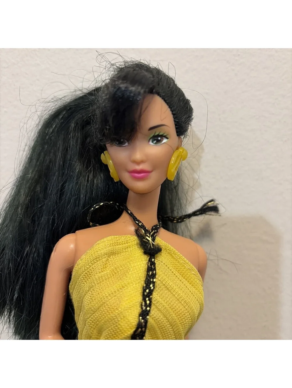 Vintage Barbie Doll Kira Black Hair with Dress With Flaws